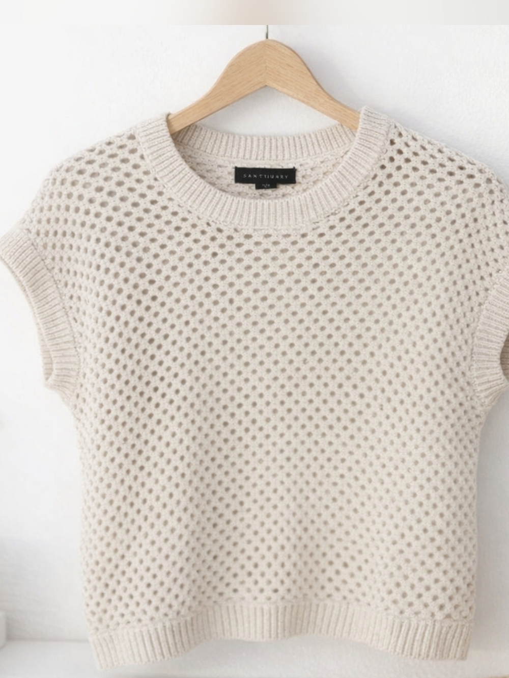 SANCTUARY Cotton blend open-stitch knit sweater vest.